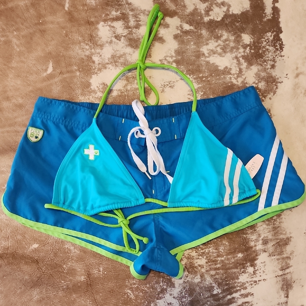 Rare Pink VS Team Pink Bundle Set. Shorts and Bikini Top. Size: M - Picture 15 of 16